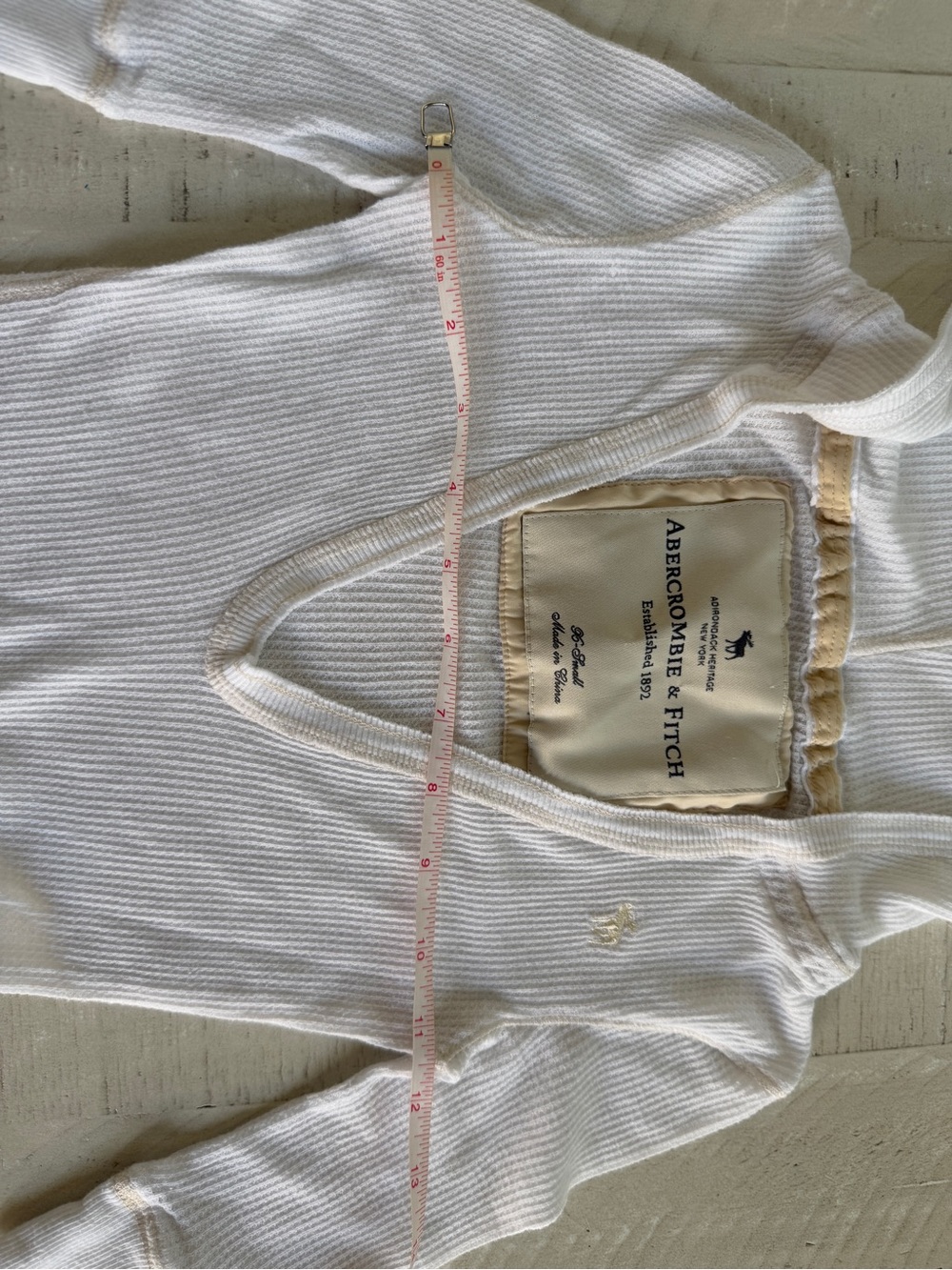 Vintage Y2K Abercrombie & Fitch Off White v-neck Hooded Thermal size XS - Picture 4 of 8